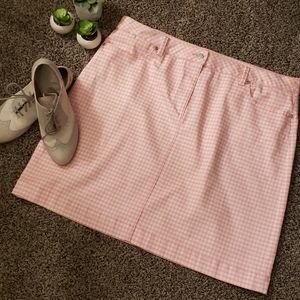 NWT Talbots Pink Gingham Mini Skirt. Sz 18